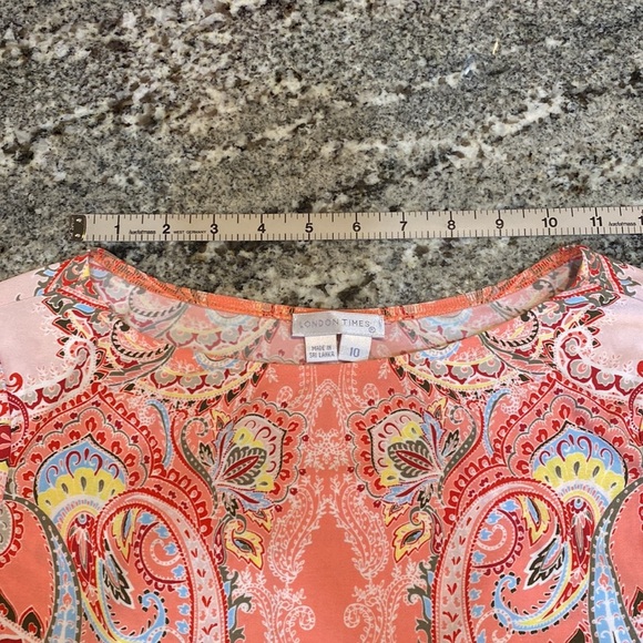 London Times Shift Dress with Paisley Design in Orange Size 10​ - Picture 5 of 11